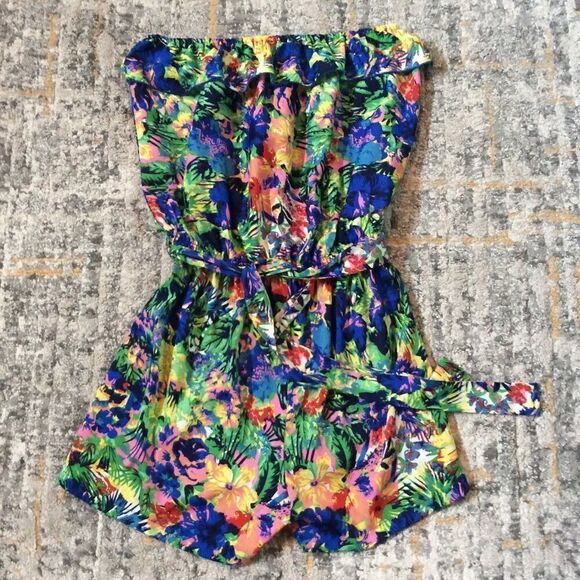 SUPER CUTE TROPICAL PRINT ROMPER! EUC! SIZE M - Picture 1 of 7